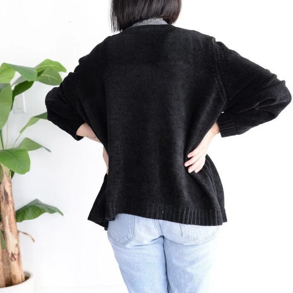 Vintage Allison Daley Black Zip Cardigan Holiday Snowflakes Festive Sweater L - Picture 4 of 16